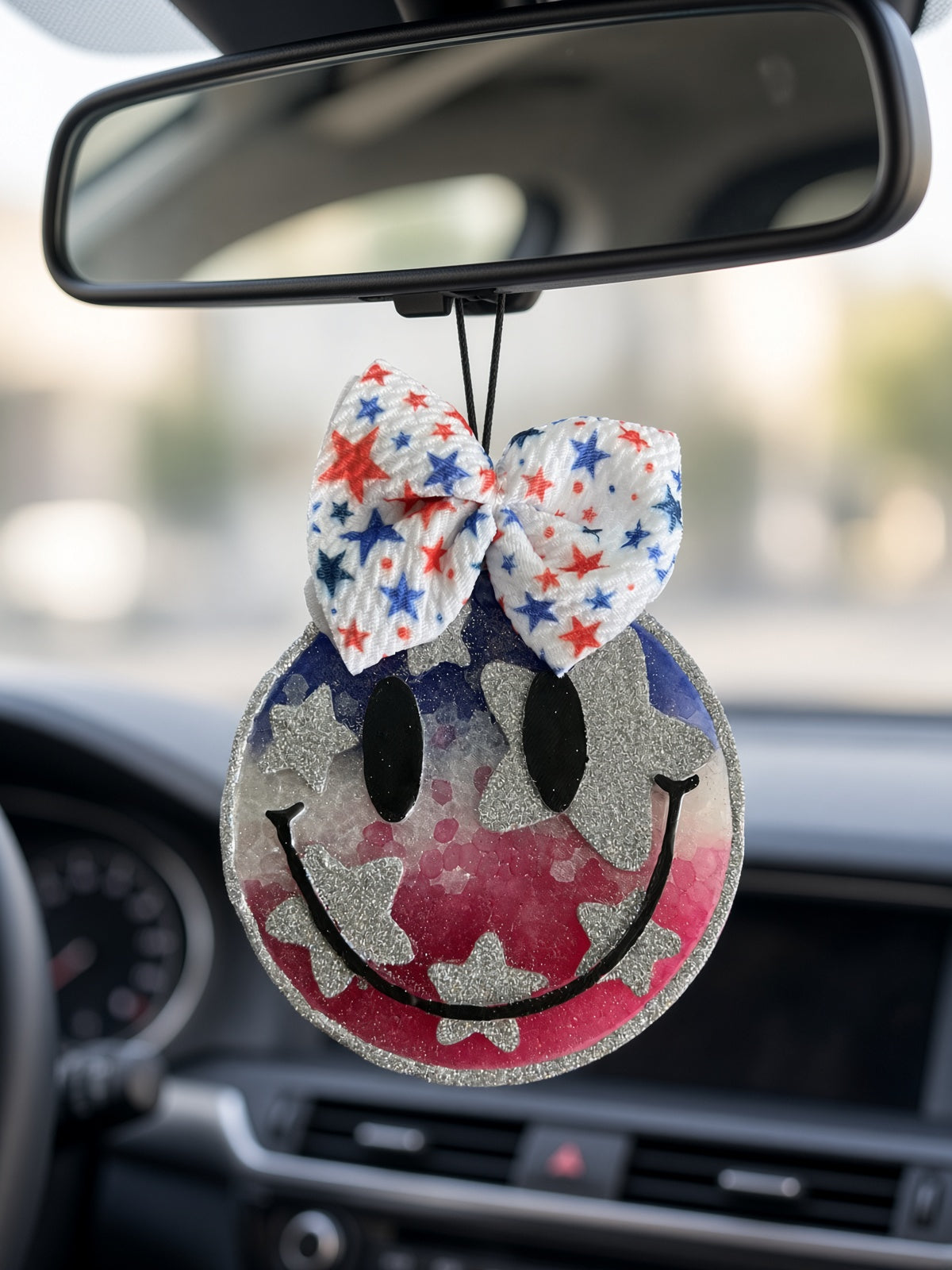 Star Spangled Smiley Car Freshie