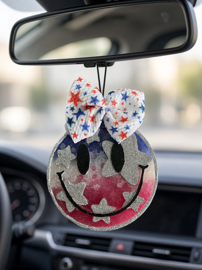 Star Spangled Smiley Car Freshie